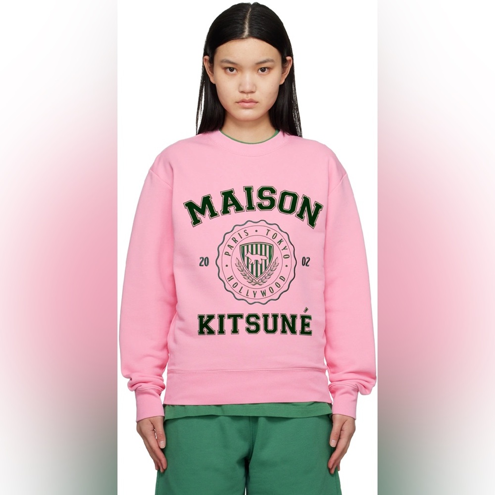 Maison Kitsuné Pink Hotel Olympia Edition Varsity Sweatshirt